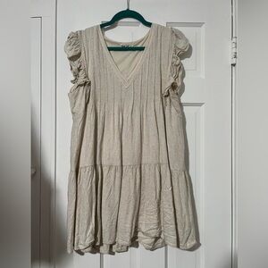 Elegant Cream Ruffle Mini Dress